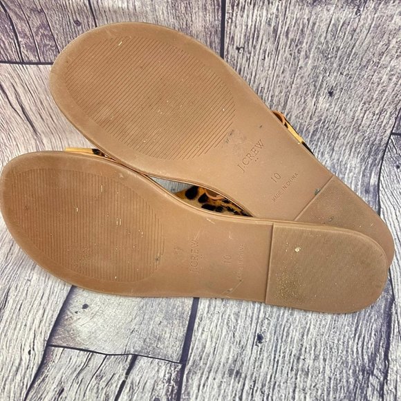 J Crew Leopard Calf Hair Easy Summer Slide Sandals Women's Size 10 shoes - Picture 8 of 10